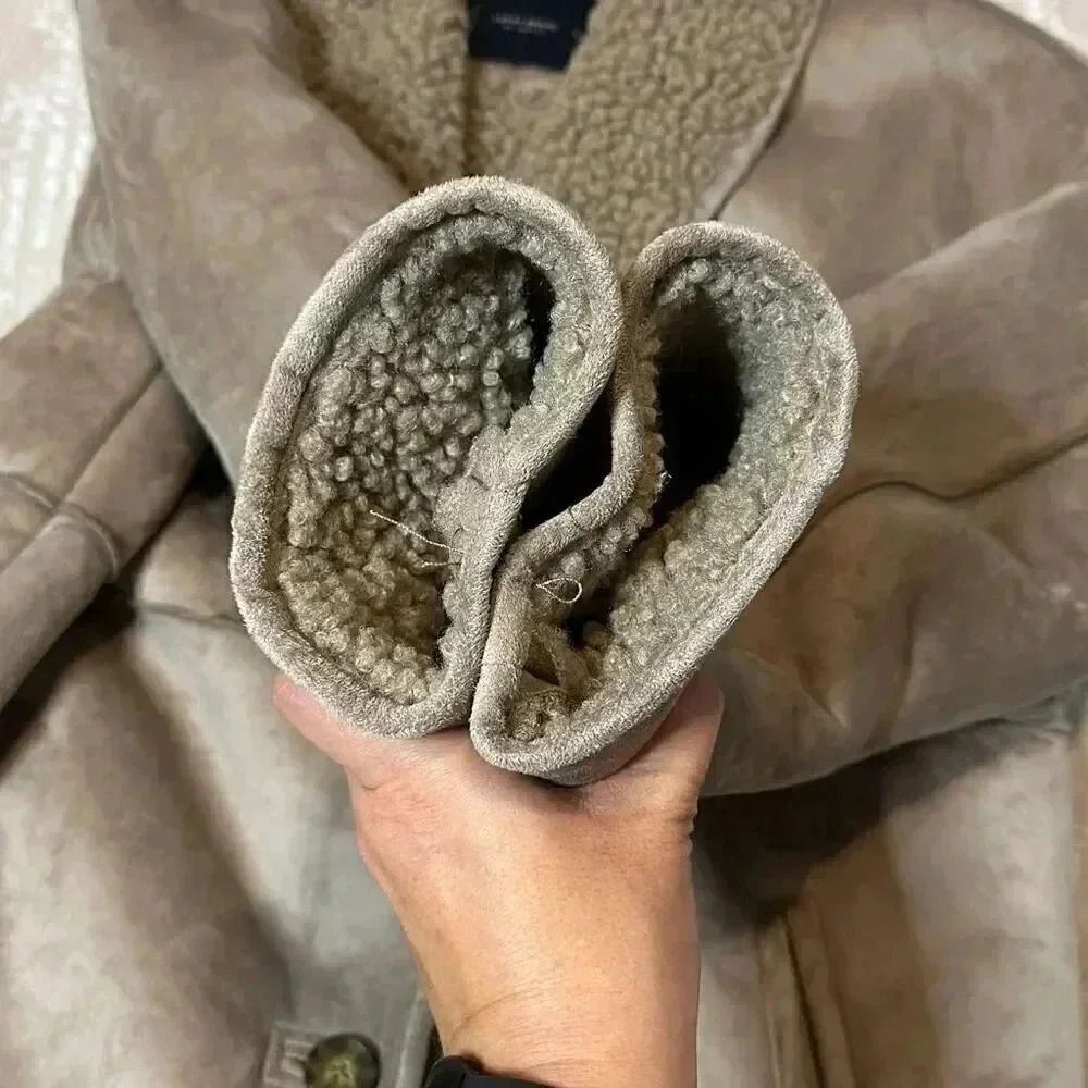 Lucky Brand Faux Shearling Button-Front Coat Women’s Size L - Picture 6 of 10